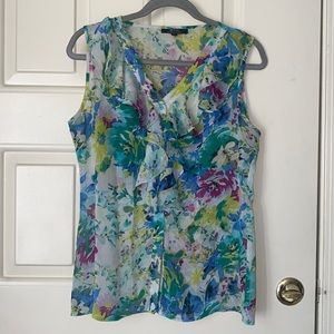 Eric Signature Floral Ruffle Sleeveless Top